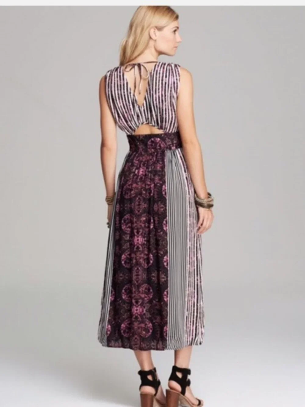 Free People Mayan Temple Sleeveless Floral Maxi Dress Boho Festival Women's XS